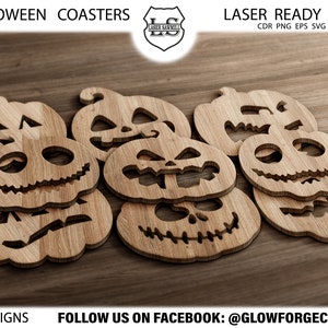 32 Pampkin, Halloween Coaster Set svg vector pumpkin coasters file for Laser cut Cricut, Home Kitchen Decor cnc Silhouette templates