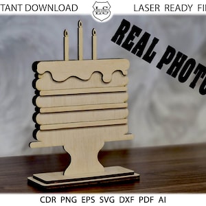 Fichiers Glowforge, Happy Birthday Cake Giftcard Holder Glowforge SVG Laser Cut File, Layered Birthday Cake Gift Card Holder Svgs, CUT FILES