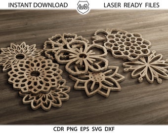 28 okrągły kwiat Coaster SVG DXF pliki PDF szablony cyfrowe Instant Download cięcie laserowe Cricut, pliki Glowforge, podstawki kwiatowe SVG