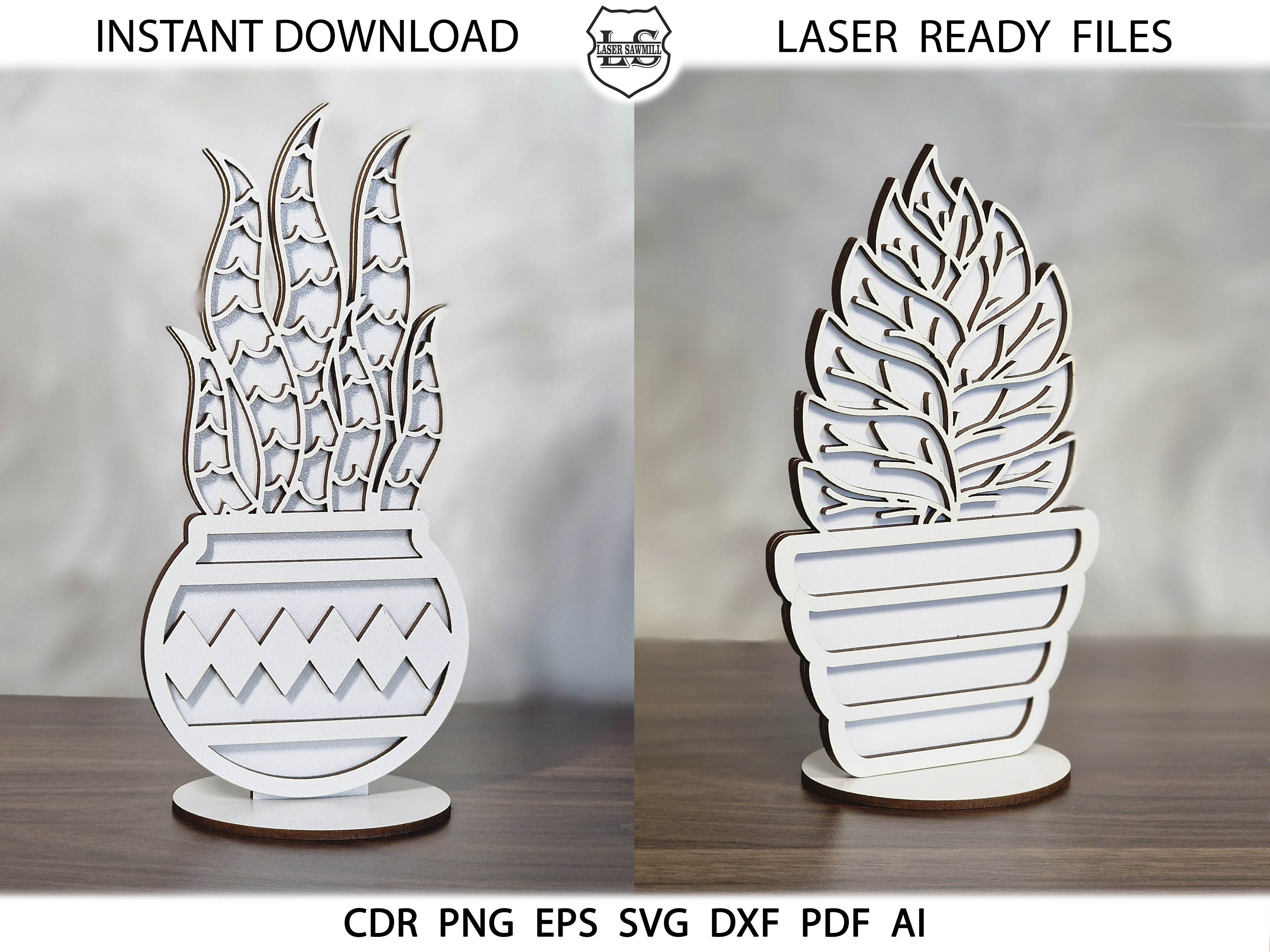 Succulents SVG Laser Cut Files. Cacti , Glowforge Cut Files, Succulents ...