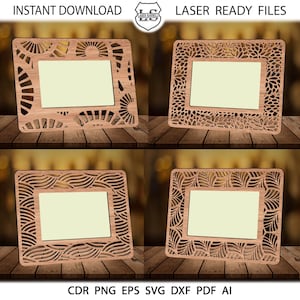 Laser Cut Photo Frames Set - 4 Designs of Wood Picture Frame SVG templates, Perfect Gift for Birthdays, Anniversaries, Glowforge Cut files