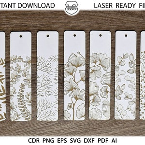 Laser Cut Bookmarks SVG, Floral Bookmark SVG, Leaves Bookmark laser cut file, Bookmark Glowforge, Tropical  bookmarks svg, Glowforge svg,