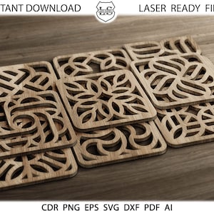 22 geometriska hexagonunderlägg SVG DXF EPS-filer - laserskurna Glowforge Cricut Plasma digital nedladdning