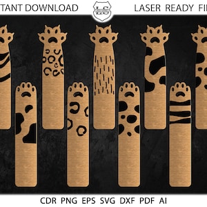 Animals Paw Bookmarks svg, Cat Paw Glowforge file, Laser Bookmark svg, Custom Bookmark svg, Kids Bookmark svg, Gift for Reader, Laser Cut