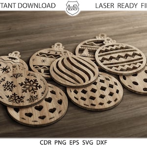 22 Palle di Natale svg, Decorazioni natalizie Cut Files, Ornamenti albero di Natale SVG, File tagliati al laser, Cricut, Silhouette, Glowforge