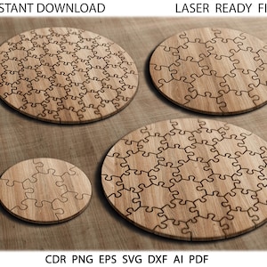 Kreis Puzzles SVG, Glowforge Puzzles SVG, Kreis Puzzles Laser cut, Puzzle Vorlagen, Puzzle Puzzle Datei, CNC Dateien, Glowforg Dateien
