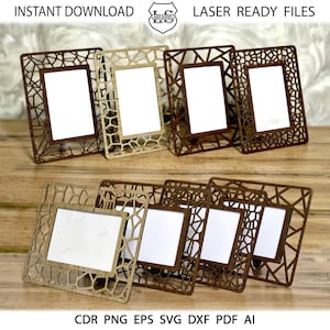 Photo Frames Cut Files, Set of 4 Photo Frames, Indoor decor, Laser Cut Files, , svg cdr dxf pdf, Instant Download 3mm Picture Frame Stand