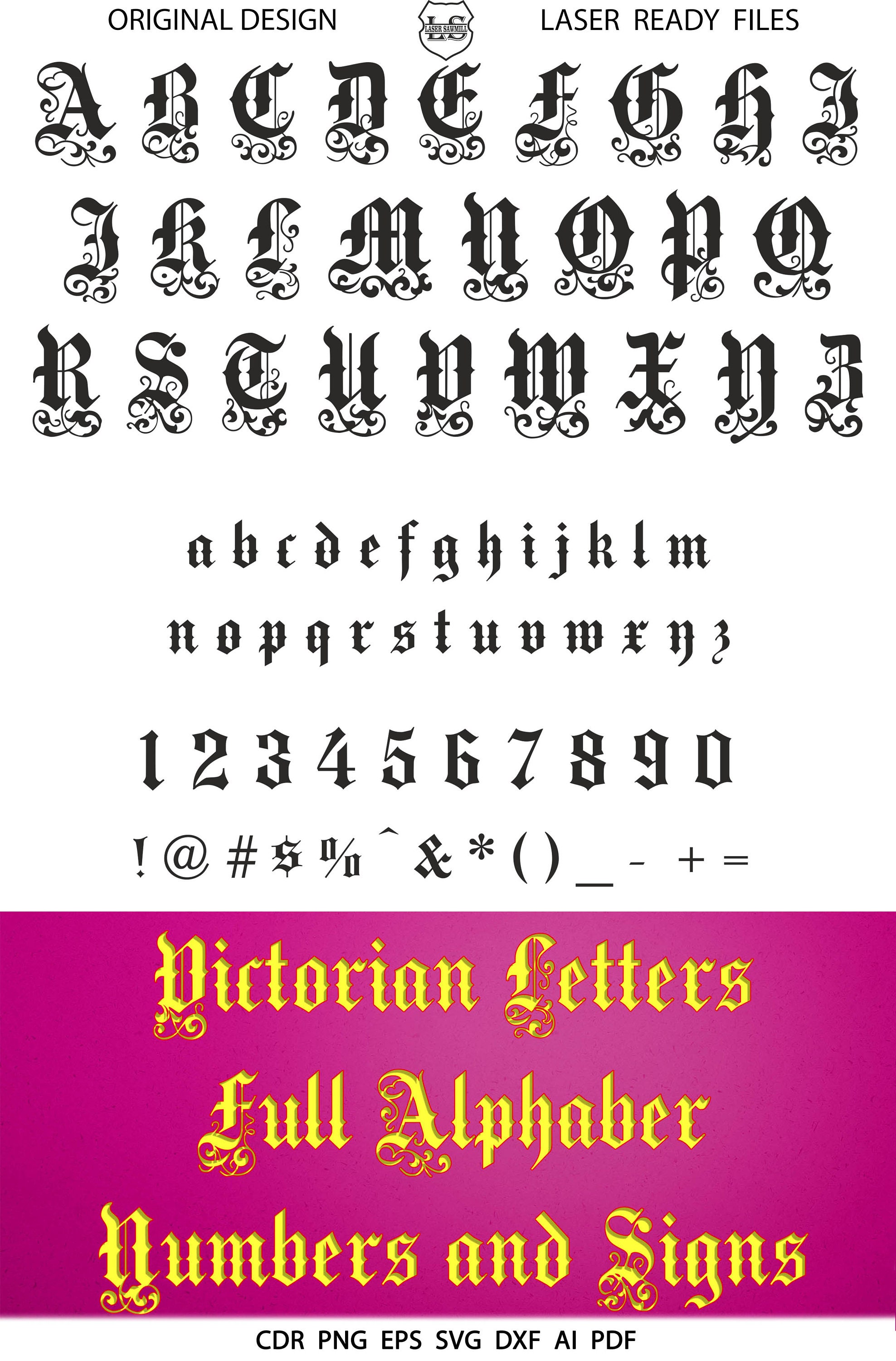 Digital Victorian Alphabet Victorian Numbers Victorian