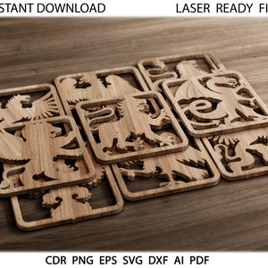 16 Coaster Grill Home Decor Templates Vector Digital SVG DXF Files Download Laser Cutting Plasma Cricut Maker Glowforge files, SVG Cut files