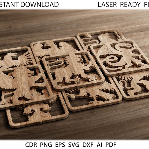 16 Coaster Grill Home Decor Templates Vector Digital SVG DXF Files Download Laser Cutting Plasma Cricut Maker Glowforge files, SVG Cut files