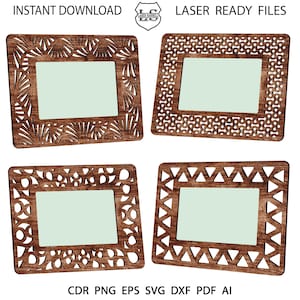 Photo Frames SVG, Laser Cut Frames, Set of 4 Custom Photo Frame Svg, Frame 4x6 Ornament Photo Frame  Unique Holiday Gift for Idea LASER CUT