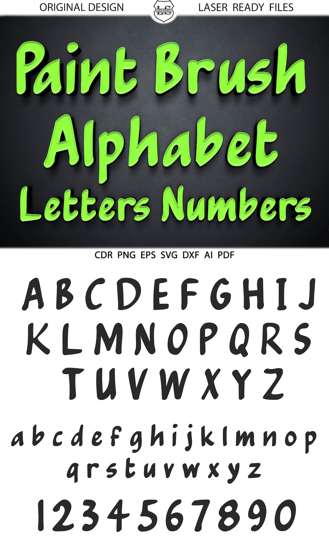 Paint Brush Alphabet, Instant Download Paint Brush Letters SVG Modern