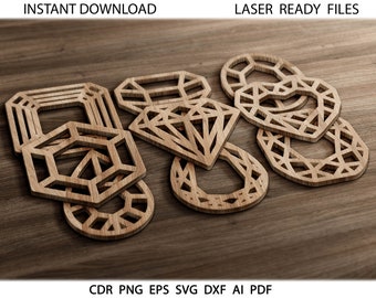 Geometric Coasters SVG, Coaster Grill Trivet Template, Heart, Trivet Templates, Laser Cut Wall Decor, Cricut, Silhouette, Glowforge, CNC