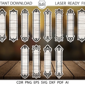 Vintage bladwijzers SVG, set van 12 bladwijzer SVG, bladwijzer laser bestand, bladwijzer Glowforge, zeldzame bladwijzers SVG, Glowforge SVG, laser gesneden bestand
