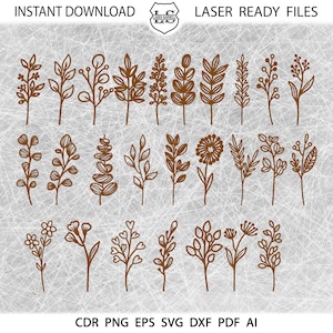 Wildflowers svg, Hand drawn Wildflower SVG, Wild flower svg file. laser cut files, Floral svg Wildflower clipart, Glowforge, Cricut, CNC