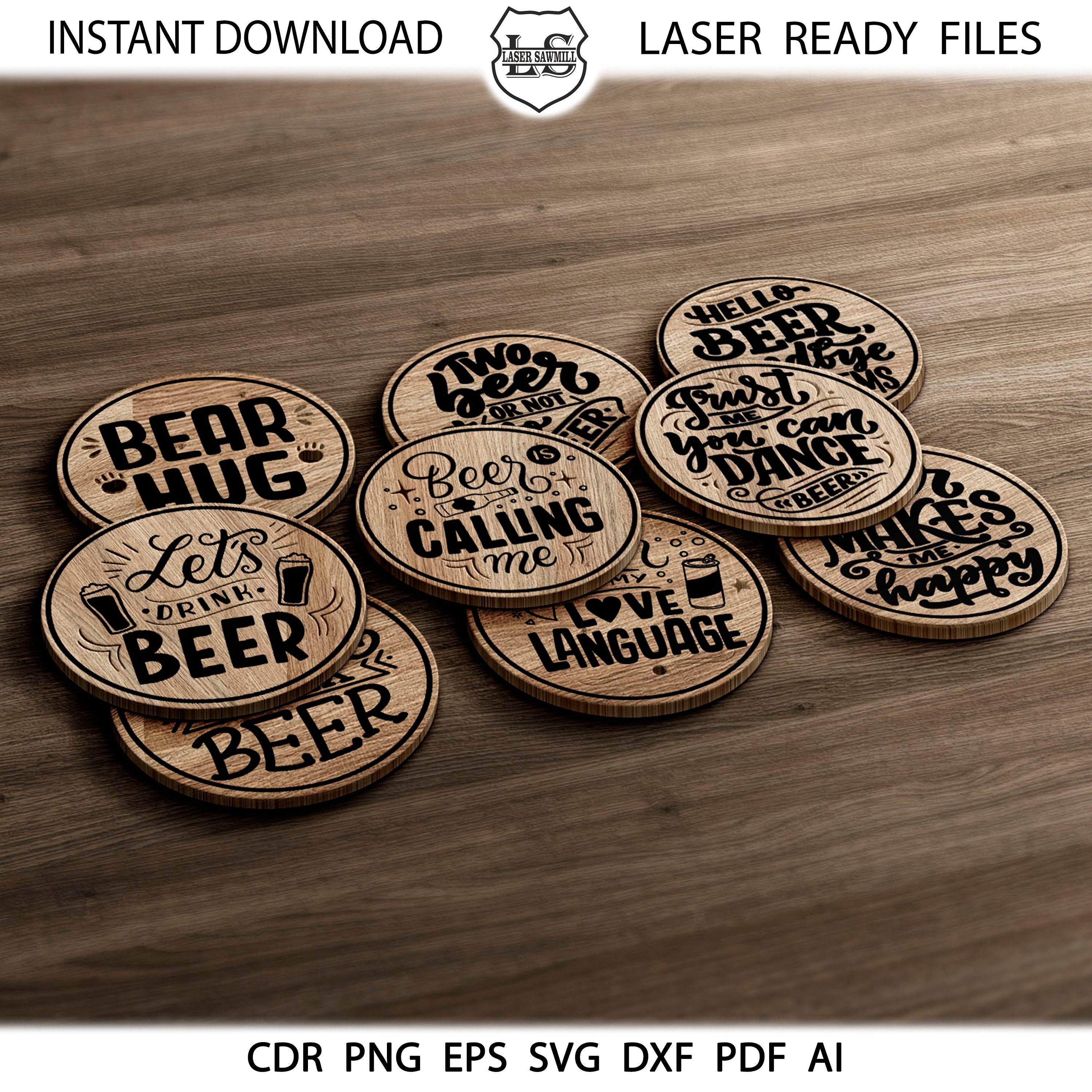 20 Beer Coasters, Beer Round Coaster Grill Trivet Templates Beer Quote ...