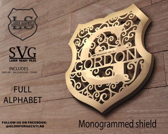 Split Alphabet,Shield monogram, Personalized shield svg, Swirl alphabetm SVG alphabet,Split Alphabet, monogram alphabet, Glowforge cut files