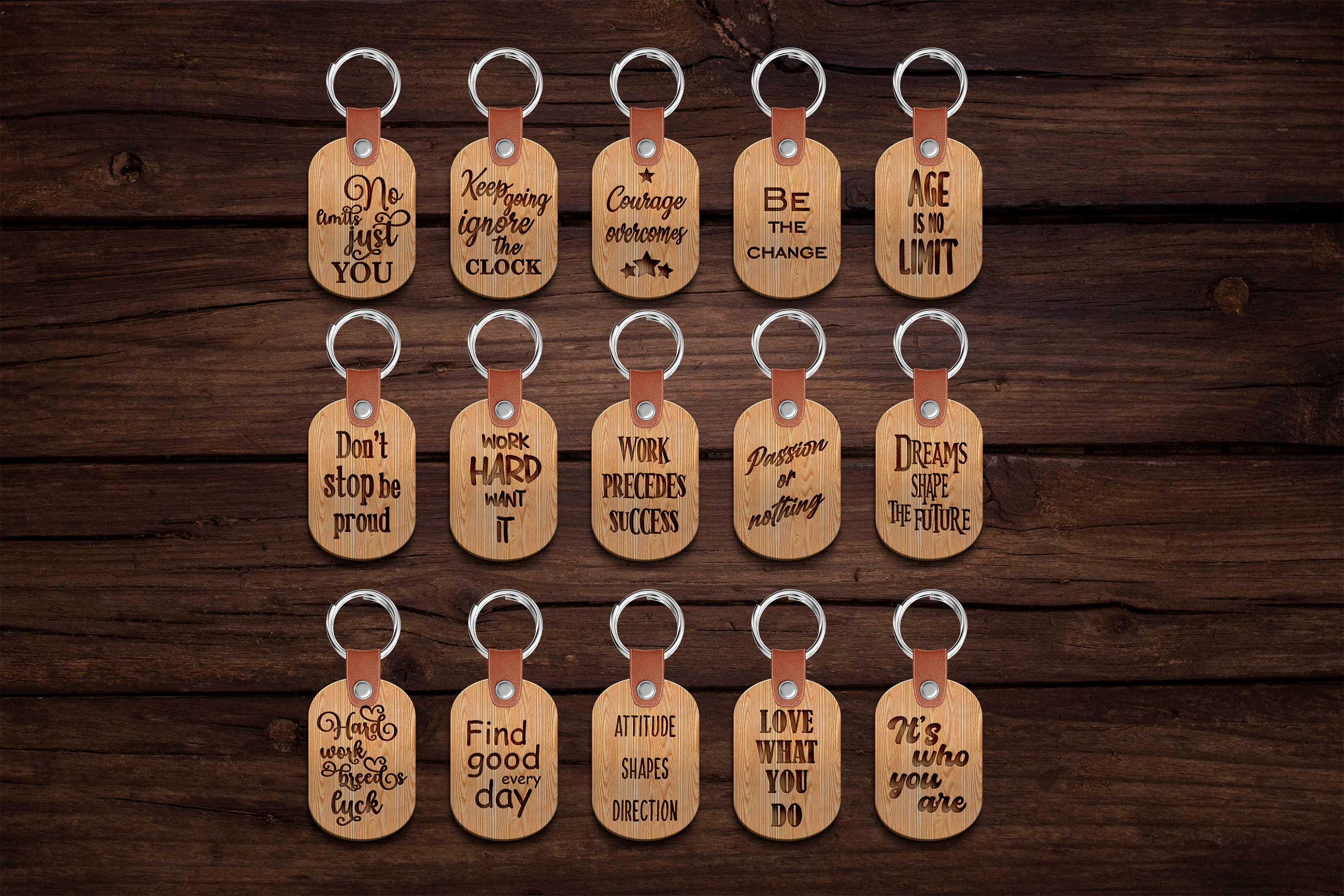 Motivational Keychain SVG Bundle - Inspirational Quotes Wood Laser Cut ...