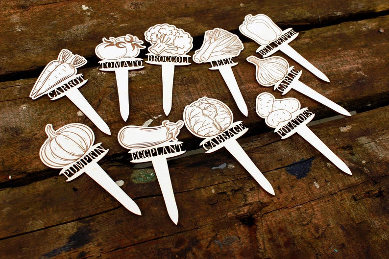 Vegetables Garden Stakes SVG Bundle Garden Markers SVG Etsy