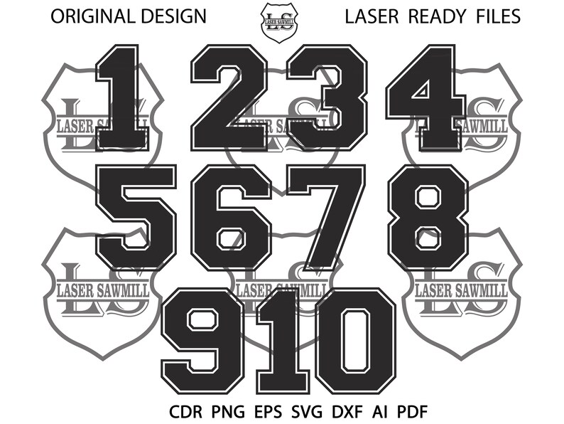 Sport Numbers Set | School Team Numbers | SVG DXF PDF| Silhouette ...