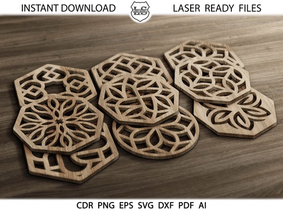 Cute Cat Coasters 6 Set 2 Laser Cut Files Svgdxfpdfai Instant