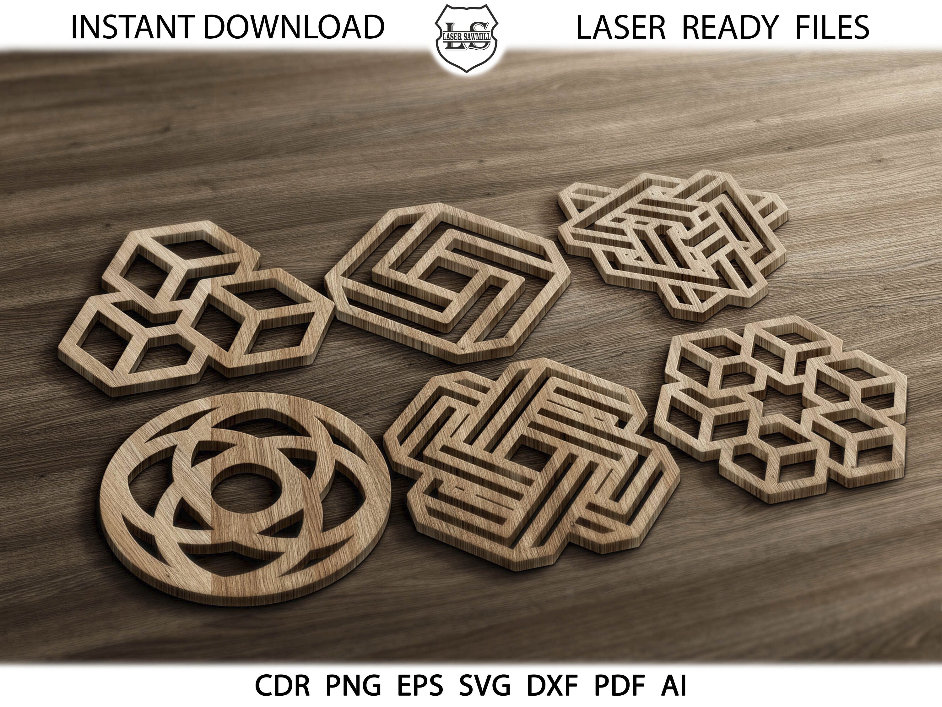 Geometric Pattern Coaster 18 Geometric Coasters, Svg Panels Collection, Geometric Mandala, Square ...