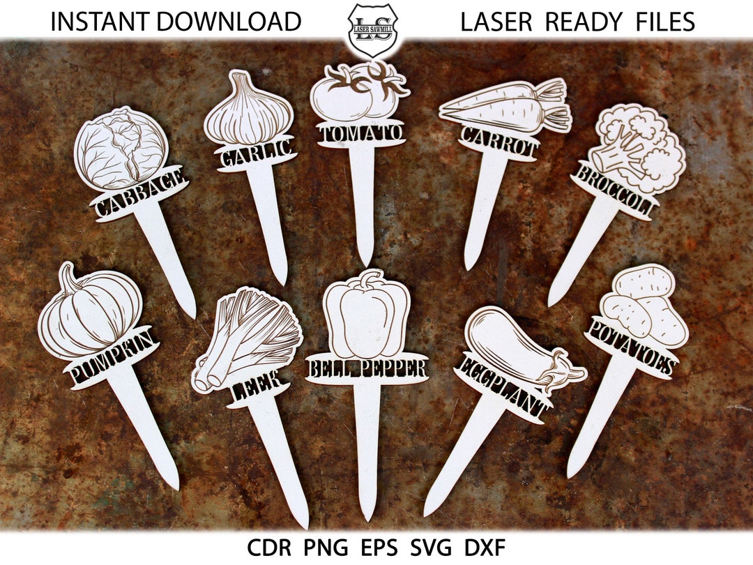 Vegetables Garden Stakes SVG Bundle, PNG Bundle, 40 SVG Cut Files
