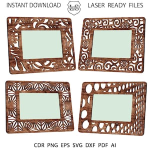 Photo Frames SVG, Laser Cut Frames, Set of 4 Custom Photo Frame Svg, Frame 4x6 Ornament Photo Frame  Unique Holiday Gift for Idea LASER CUT