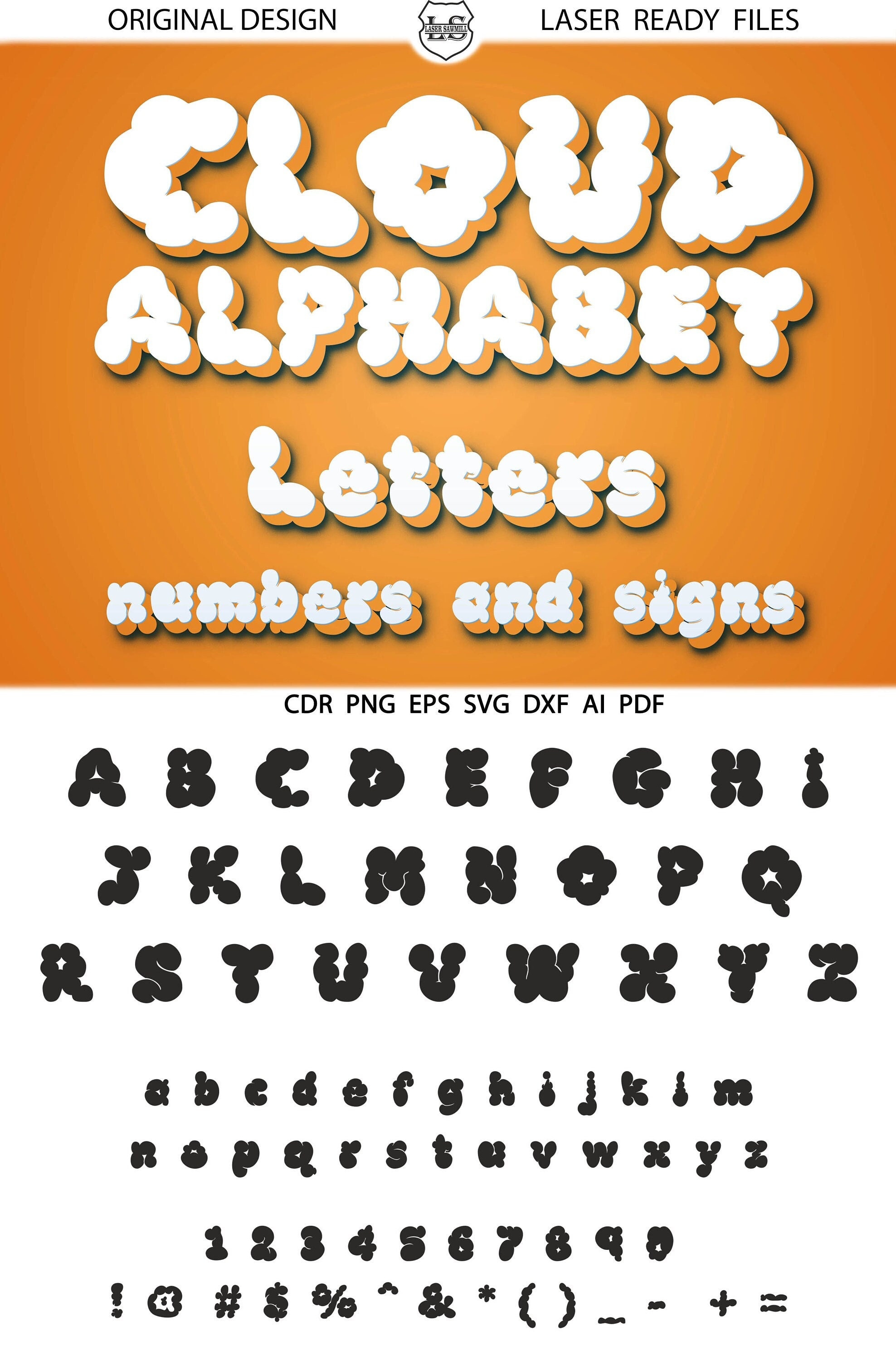 Cloud Alphabet Letters Kids Cloud Numbers Cloud Letters SVG Etsy