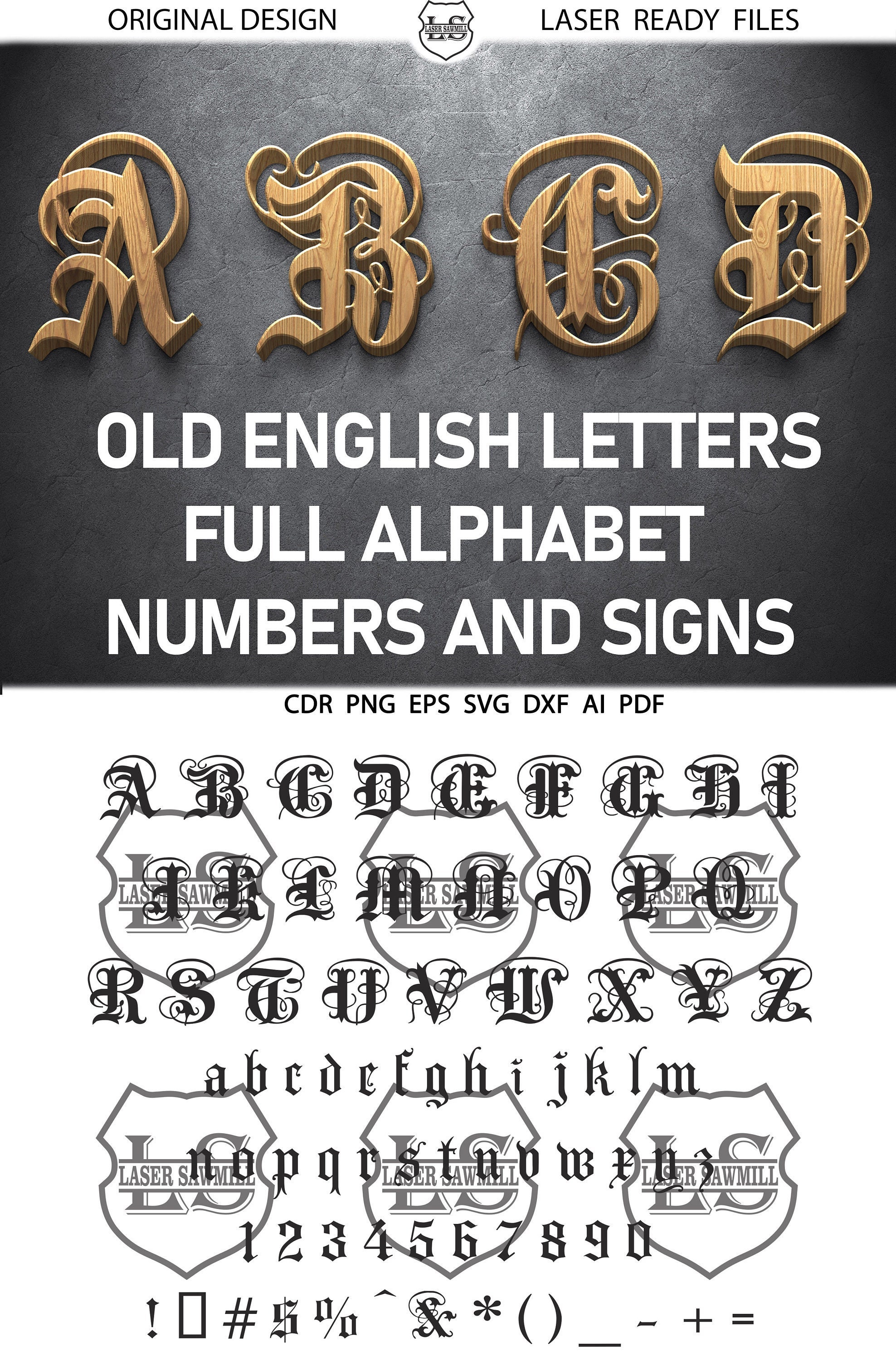 Old English Alphabet Letters Svg Cuttable Files Silhouette - Etsy