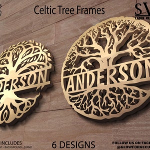 6 Celtic Tree of Life Split Frames Vector Digital Cut Files SVG DXF Vector Cuttable Download Vinyl Iron On Transfer Silhouette Cricut