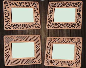 4 File svg per cornice per foto tagliata al laser File svg per cornice per foto Glowforge Modello vettoriale per cornice per foto tagliata al laser File dxf per cornice per foto Cricut