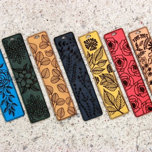 Bladwijzers SVG, set van 7 bladwijzer SVG, bladwijzer laser bestand, bladwijzer Glowforge, Floral bladwijzers SVG, Glowforge SVG, laser gesneden bestand