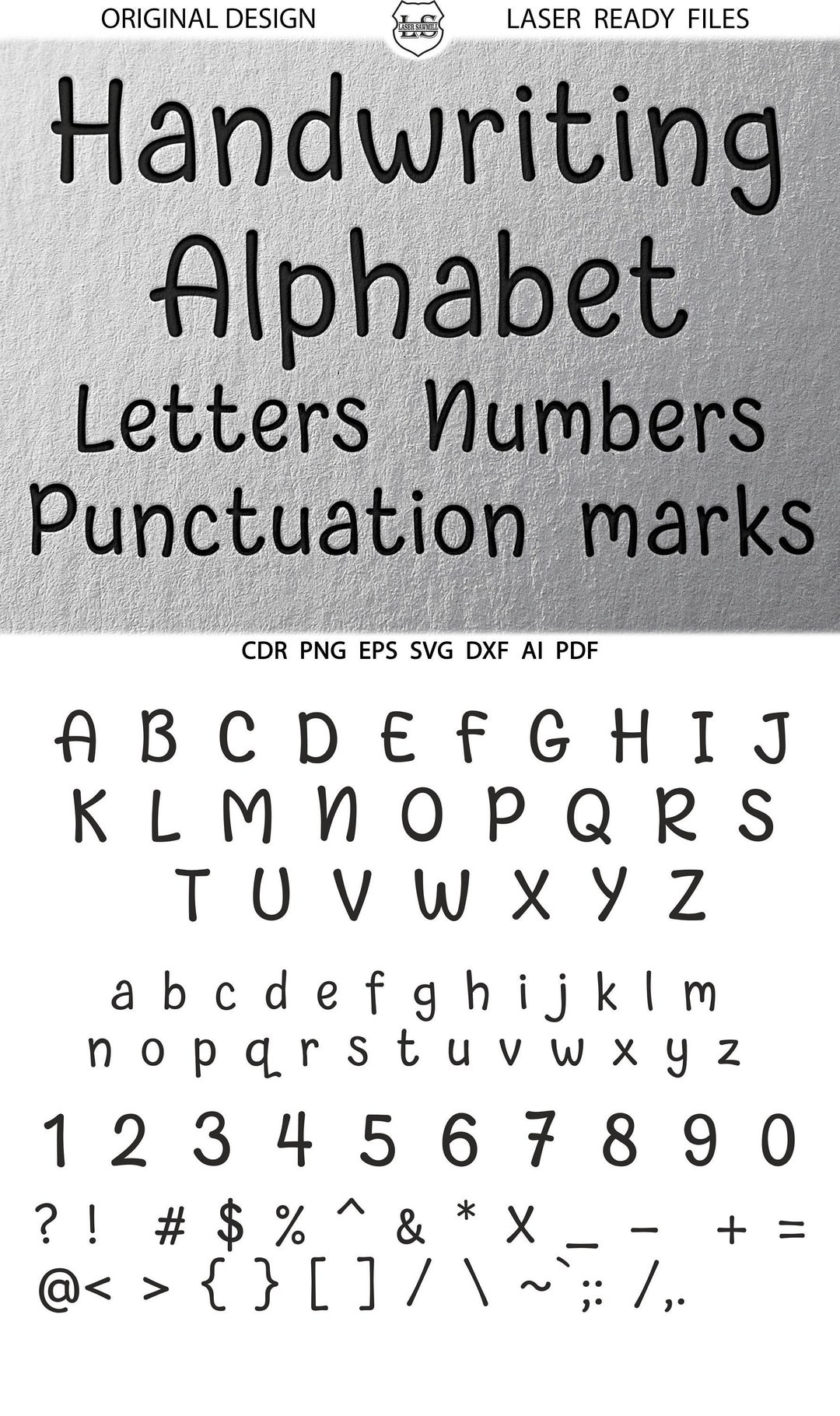Cute Handwriting Alphabet SVG Kids Alphabet DXF Vector Images Monogram ...