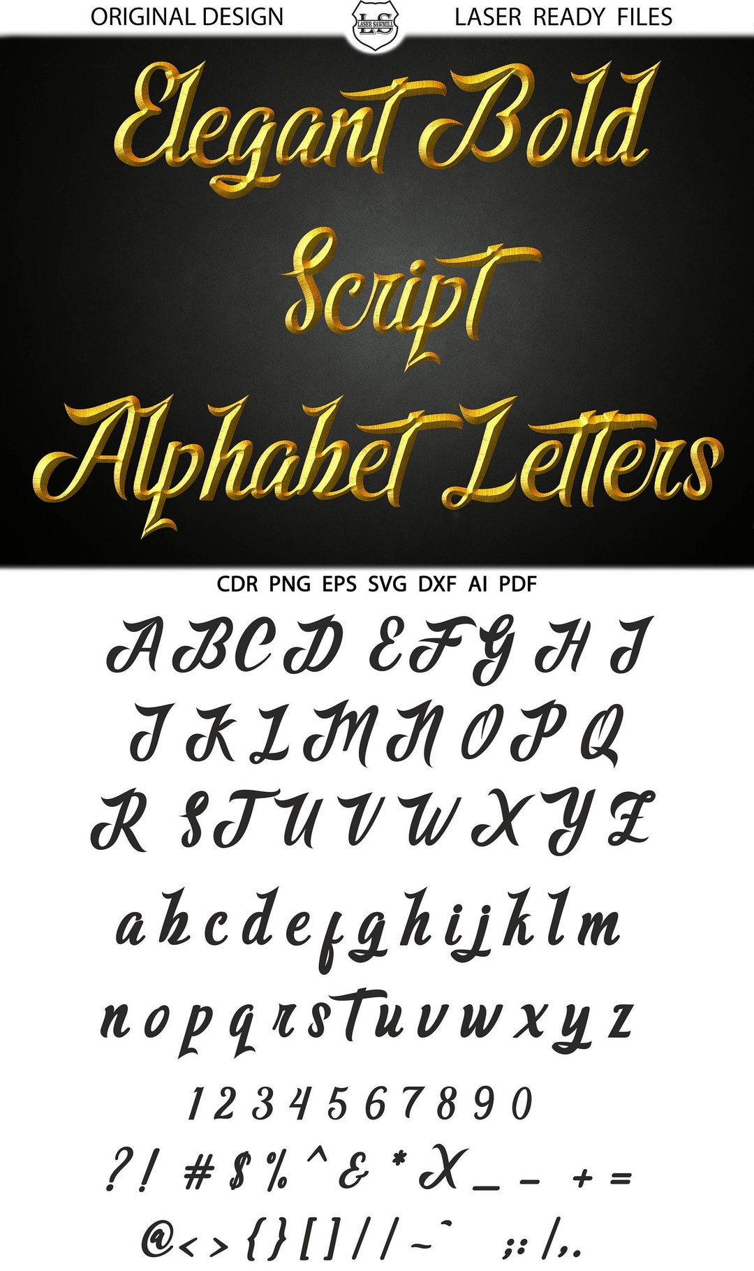 Elegant Bold Script Alphabet Letters SVG DXF Vector Images - Etsy