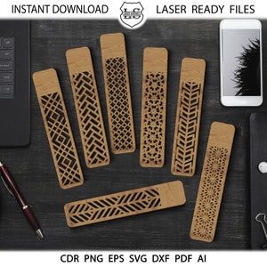 Bookmark Laser Cut, Laser Cut File, Bookmark Svg Cricut, Glowforge Svg, Digital Download 32 Glowforge bookmarks, Geometric Bookmark SVG