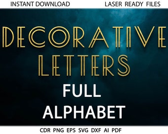 Decorative  Alphabet Vector Getsby Letters SVG  - Instant download DXF Eps Silhouette Cricut Printable Vector Download for DIY Vinyl Cutting