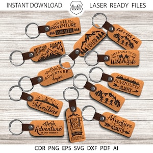 アドベンチャー キーチェーン SVG、モチベーション キーチェーン、Glowforge ファイル キーチェーン、レーザー カット ファイル インスピレーション キーチェーン SVG キーチェーン カット ファイル DXF