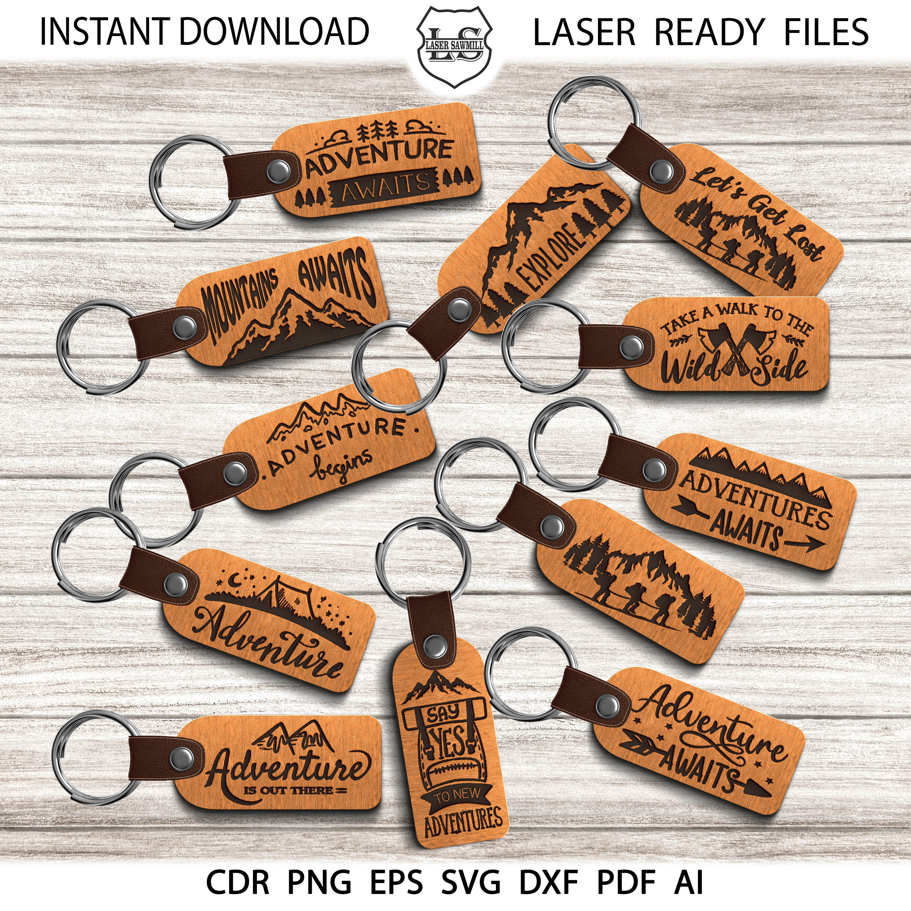 Adventure Keychain SVG: Motivational Laser Cut Files for Glowforge