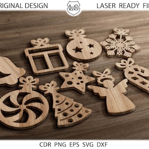 15 Christmas ornaments svg, Glowforge cut files, Christmas Tree Toy Svg, Christmas tree ornaments svg dxf eps, Christmas toys svg bundle