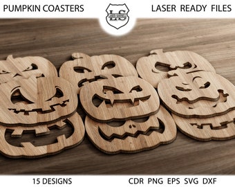 15 Pumpkin coasters pattern svg, coasters  svg,Halloween costers svg, cricut, laser cut file, cnc plasma, partitions, pumpkin costers, dxf