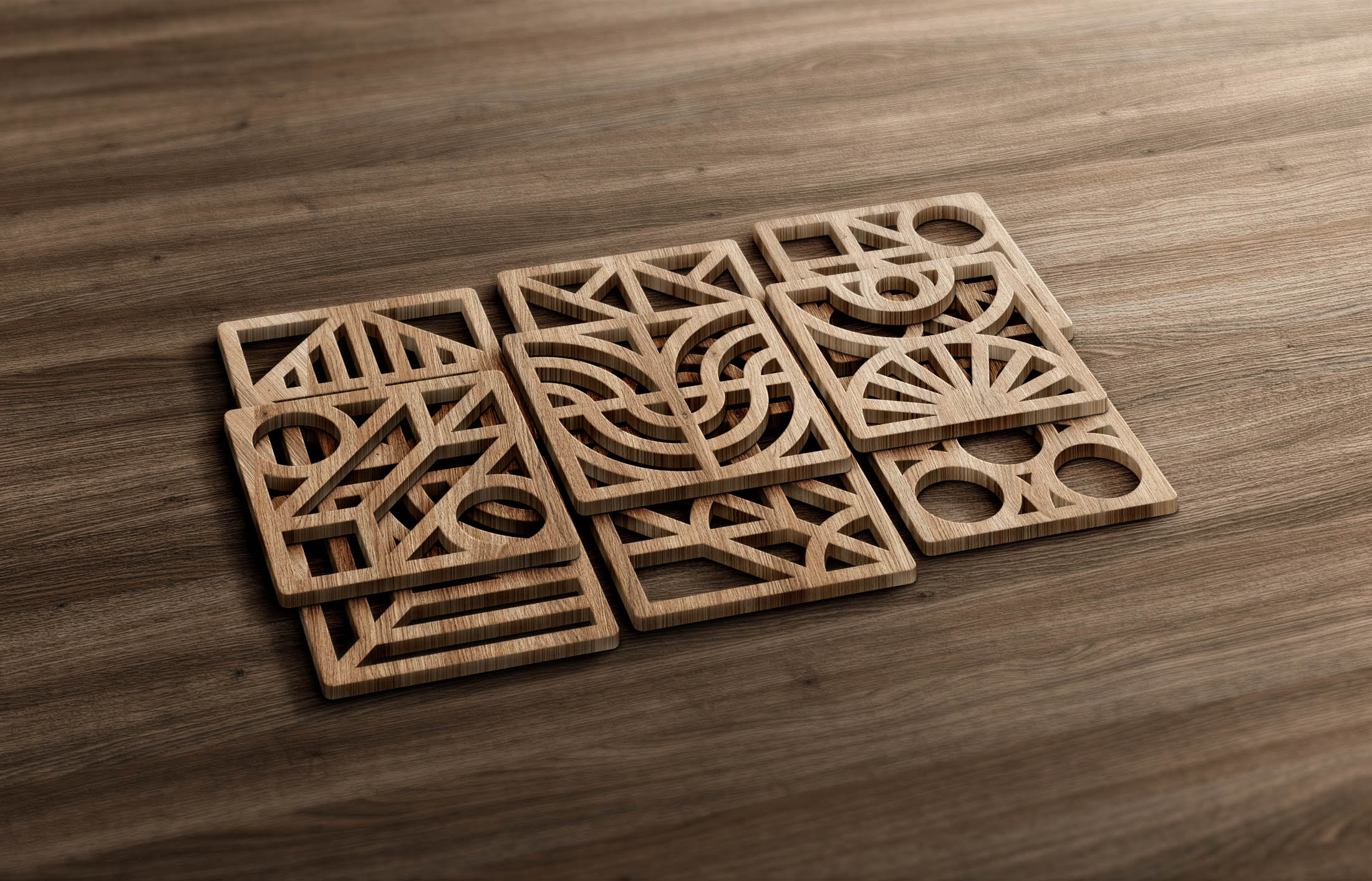 Geometric Square Coasters SVG DXF EPS - Laser Cut Glowforge Cricut ...