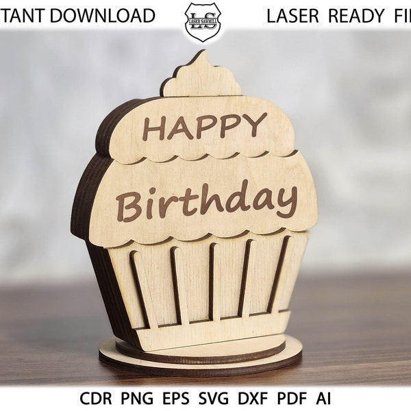 Glowforge cut files Happy Birthday Cake Giftcard Holder SVG Laser File, Commercial Friendly Gift Card Holder Svg Glowforge Laser Cut Files