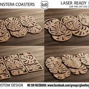 48 Monstera Leaf coasters Mega Pack cut Coaster Grill Trivet Templates Vector Digital SVG DXF Files cnc Laser Cutting Plasma Cricut Maker