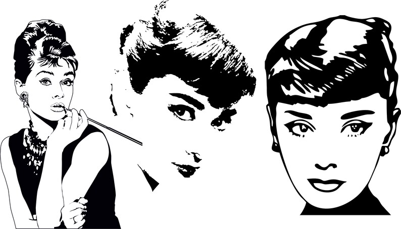 Audrey Hepburn SVG Audrey Hepburn Dxd Instant download DXF Audrey Hepburn Eps Silhouette scal Cricut Printable Vector Download for DIY image 2