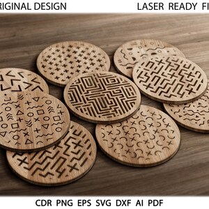16 Coaster SVG, Modern coasters, Trivet Grill Templates Vector Digital svg DXF Files Instant Download  Laser Cutting Plasma Cricut Maker CNC