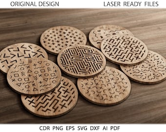 16 Coaster SVG, Modern coasters, Trivet Grill Templates Vector Digital svg DXF Files Instant Download  Laser Cutting Plasma Cricut Maker CNC