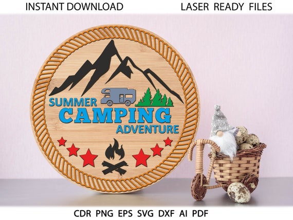 Summer Camping Retro Sign SVG Digital Download Glowforge - Etsy