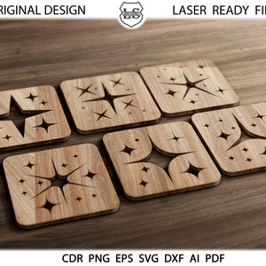 15 Square Coaster dfx, svg, cdr, eps, Onderzetters voor hete, lasergesneden onderzetters vierkant, Ontwerp silhouet voor Laser, Plasma, Cricut Snijbestand