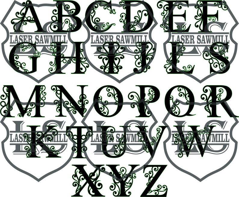 Download Split Regal Monogram Alphabet Letters Svg Dxf Vector Cut Files Metal Vinyl Laser Cnc Plasma Silhouette Cricut Craft Supplies Tools Embellishments Vadel Com